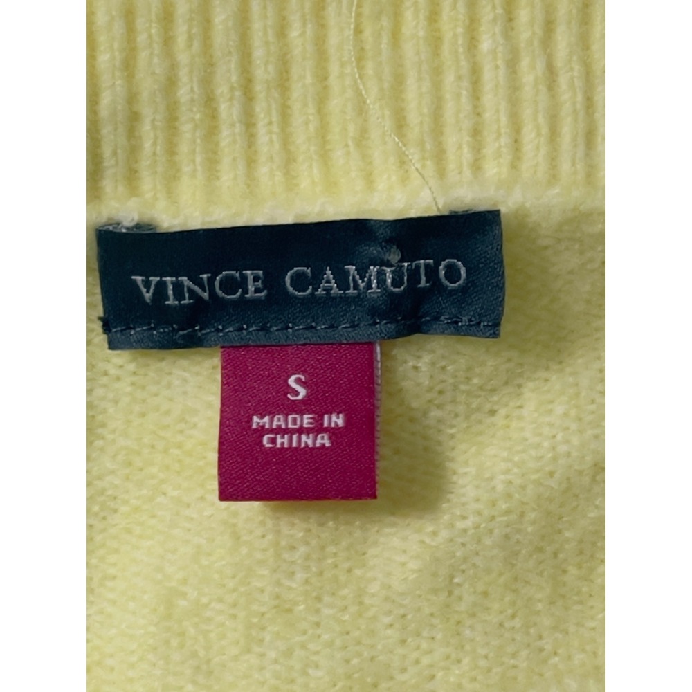 Vince Camuto  Sweater Small Yellow Crew Neck Raglan Preppy Knit‎ Pullover Patel - Picture 7 of 7